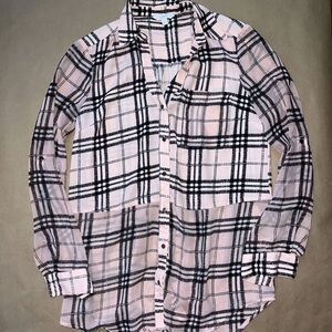 Candie's Pink and Black Plaid Button Down Shirt